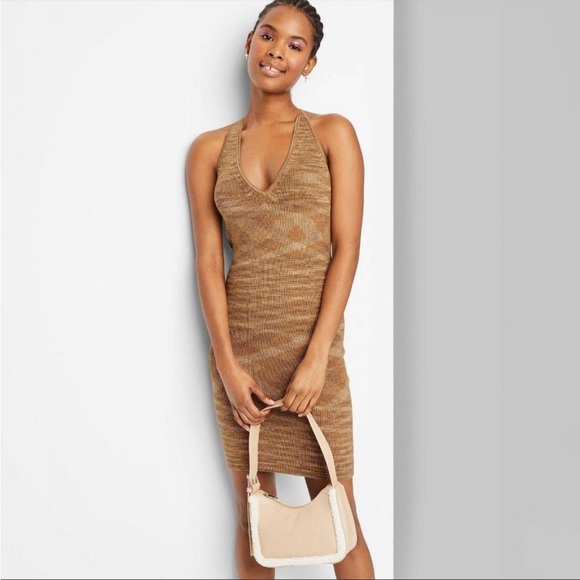 wild fable Dresses & Skirts - NWOT Halter Sweater Dress by Wild Fable in Light Brown Space Dye - Size XL